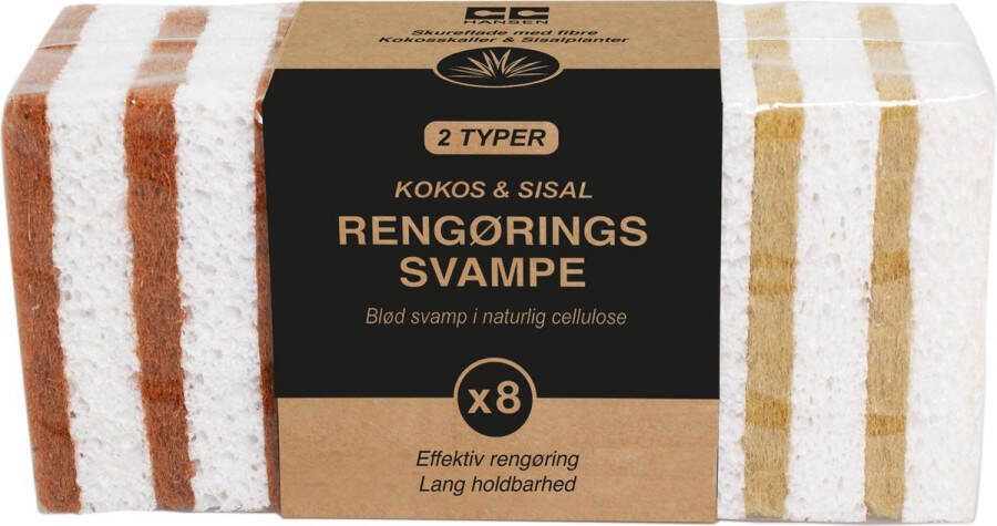 CC Hansen kleine schuursponsjes natuurlijk cellulose met sisal en kokosnoot 3 x 8-pack