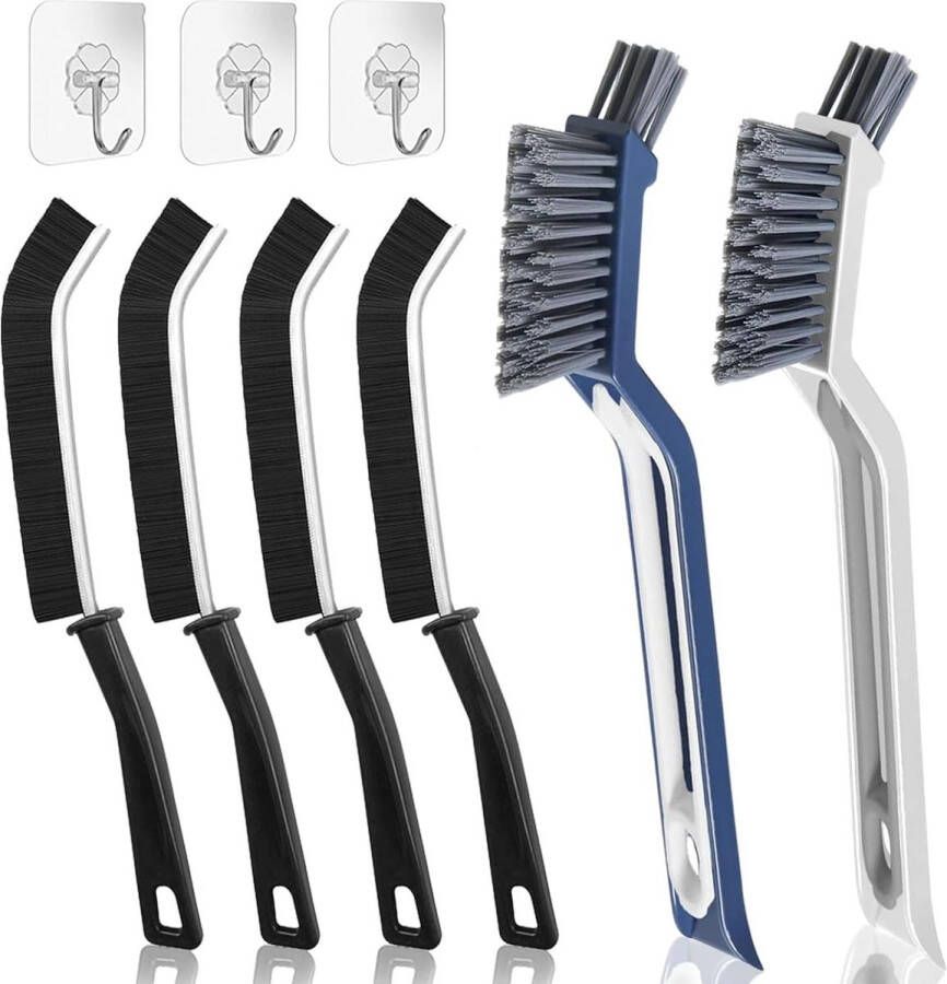 Ceboic 6 stuks splijtreinigingsborstel multifunctionele harde haren voegenborstel hoekreinigingsborstel lange handgreep reinigingsborstel crevice cleaning brush voor keuken badkamer tegels
