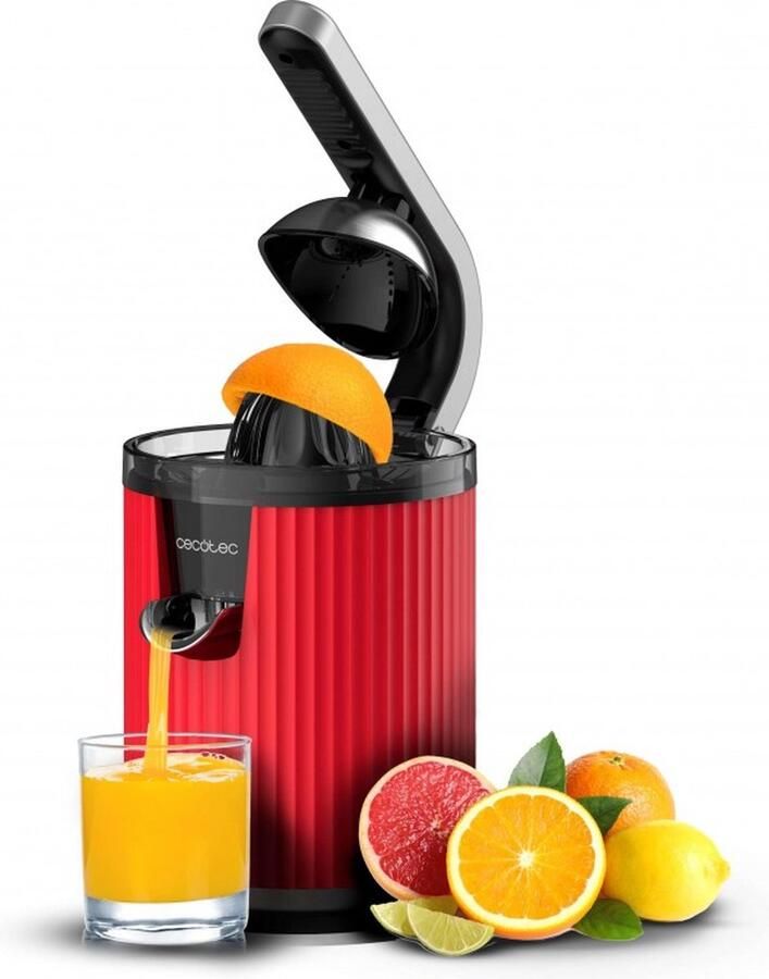 Cecotec Xqueeze RetroJuice 600 Slowjuicer 600 W Zwart Rood Roestvrijstaal