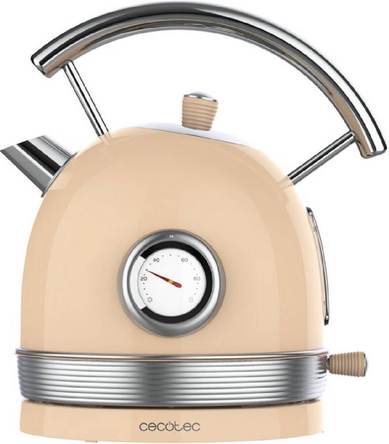 Cecotec ThermoSense 420 Elektrische waterkoker lichtbeige inhoud 1 8 liter 2200 W temperatuurmeter basis 360 graden roestv