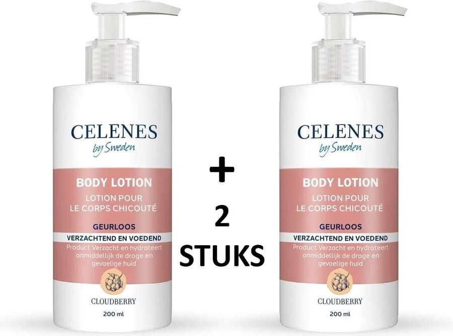 CELENES by Sweden Cloudberry Bodylotion 200ml 2 STUKS Voor Droge en Gevoelige Huid