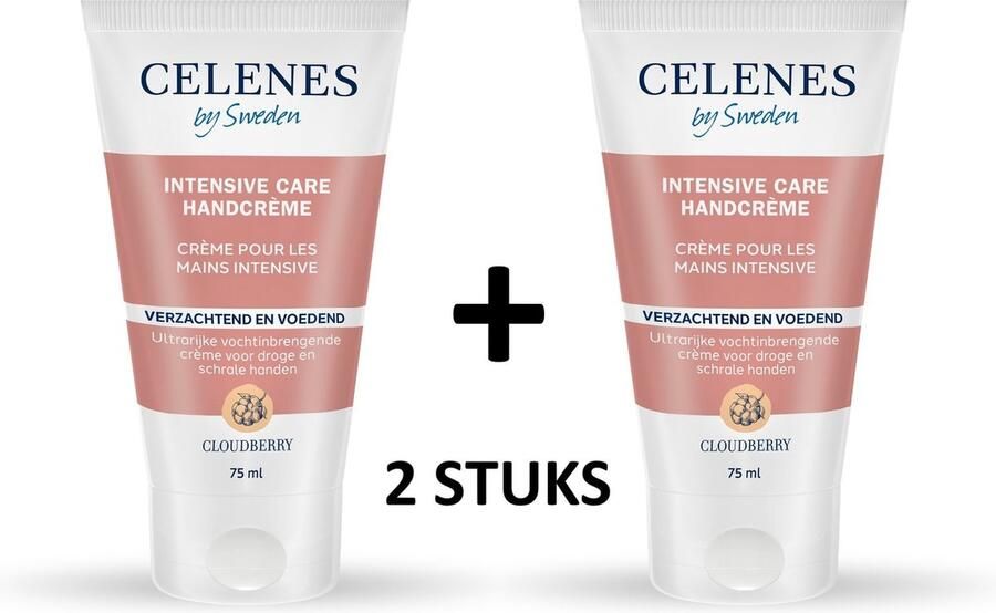 CELENES by Sweden Cloudberry Intensieve Handcrème 2 STUKS Alcoholvrij Parfumvrij en vrij van parabenen 75ml Alle Huidtypes