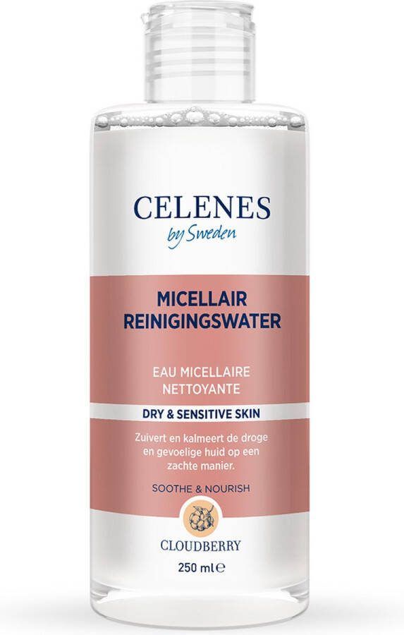 CELENES by Sweden Cloudberry Micellair Reinigingswater 250ml Voor Droge en Gevoelige Huid Toner Gezichtsreiniging Reinigingslotions Alcoholvrij Parfumvrij en vrij van parabenen