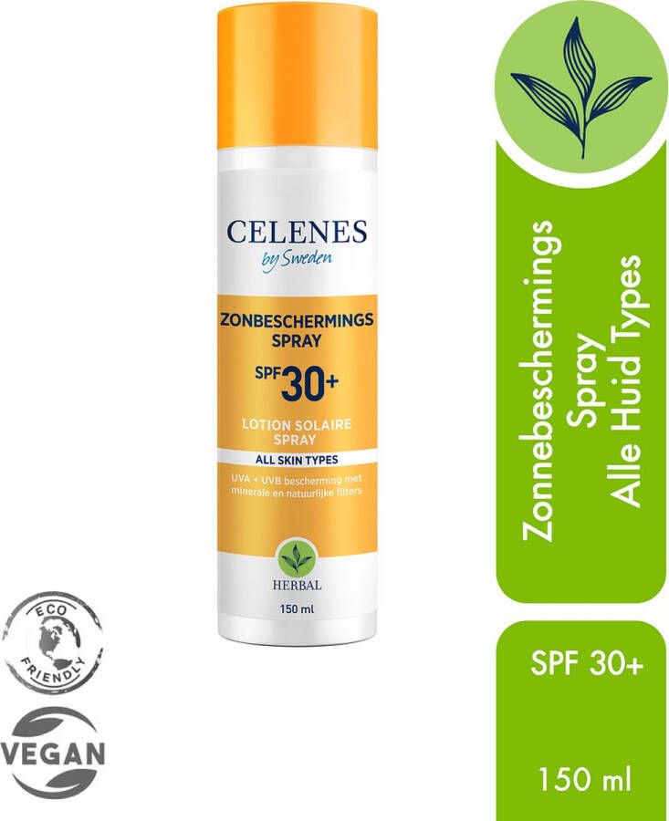 CELENES by Sweden Organic Dry Touch Zonnebrand SPF30+ Zonnebescherming Alle Huidtypen 150ml