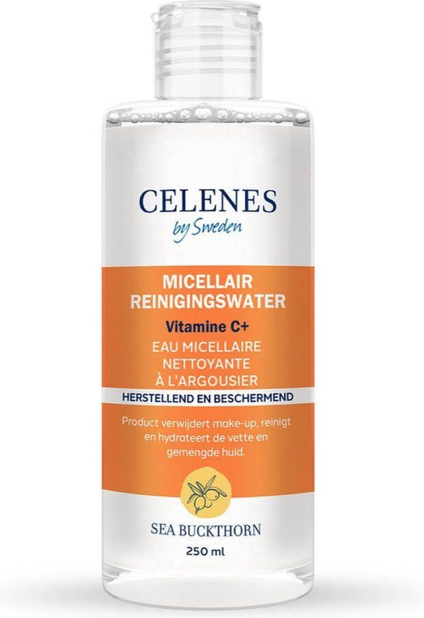 CELENES by Sweden Sea Buckthorn Micellair Reinigingswater 250ml Reinigingslotions Toner Gezichtsreiniging Alcoholvrij Parfumvrij en vrij van parabenen Vette Gecombineerde Huid