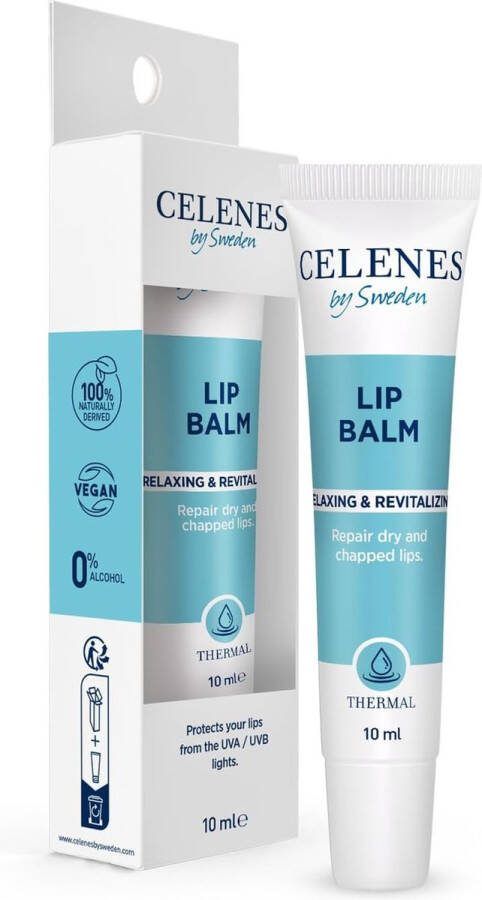 Celenes by Sweden Verzorgende Thermische Lippenbalsem Ontspannend en Revitaliserend 10 ml (2-pack) Hydraterend Voedend en Kalmerend 100% Natuurlijk Vegan Alcoholvrij