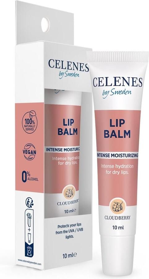 Celenes by Sweden Intensief Hydraterende Lippenbalsem met Moerasbes 10 ml (2-pack) Voedend en Kalmerend Natuurlijk en Vegan Alcoholvrij voor Zachte en Beschermde Lippen