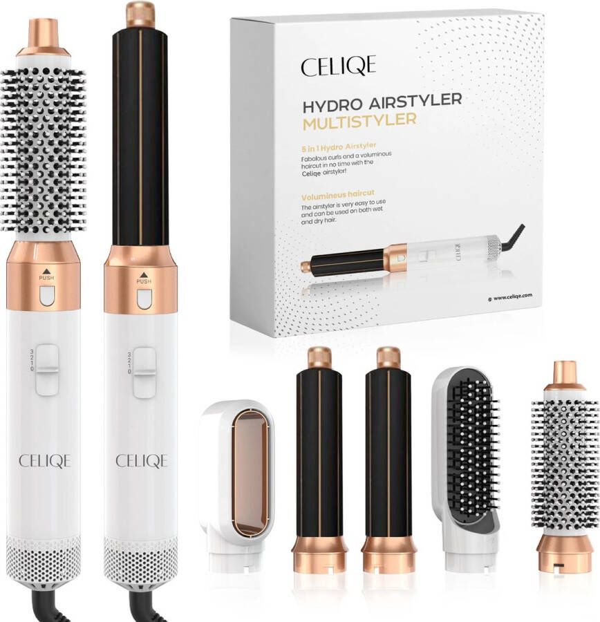 CELIQE™ Föhnborstel Airstyler Krulborstel Krultangen 5 in 1 Multistyler Wit