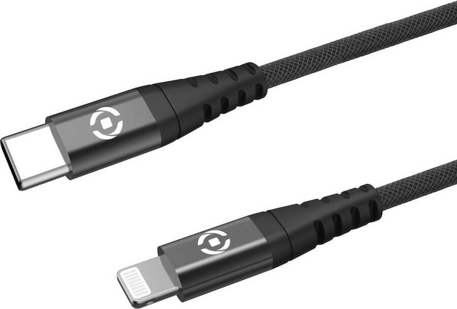 Celly Extreme Kabel USB-Lightning USB-C 1 meter Nylon Zwart