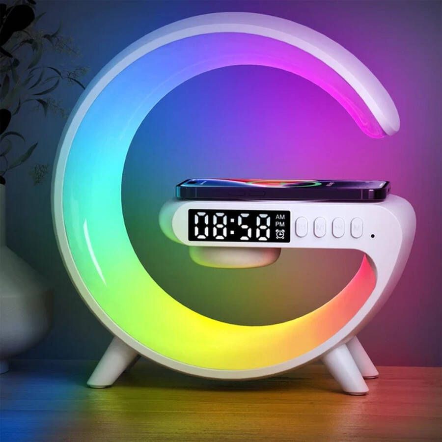 Celuxer™ Wake Up Light Met Draadloze Oplader Digitale Wekker Lichtwekker Wekkerradio LED Light Bluetooth Speaker- Wit