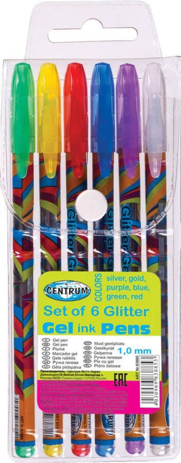 Centrum schrijfwaren 6 Glitter Gelpen In Etui Centrum 83885