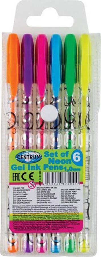 Centrum schrijfwaren Centrum gelpennen neon 1.0 mm 6 kleuren