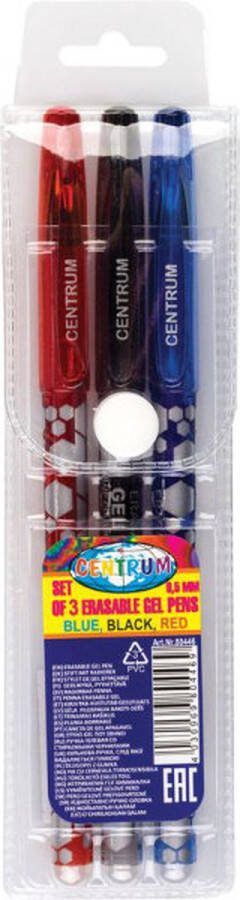 Centrum Uitwisbare Gelpennen 3-Pack 0 5 MM Rood Zwart Blauw