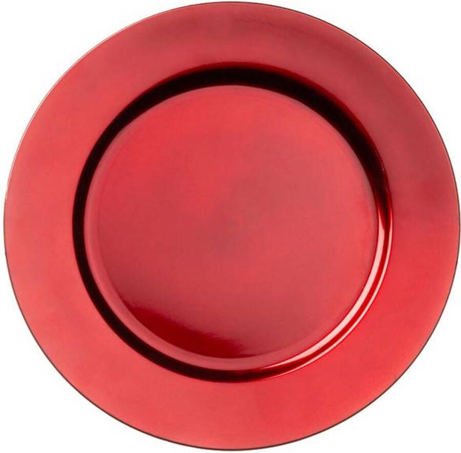 Merkloos Sans marque 1x Ronde kaarsenborden onderborden rood 33 cm Onderbord Kaarsenbord Onderzet bord voor kaarsen