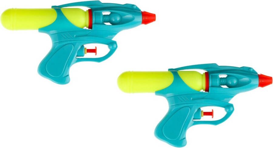 Merkloos 2x Waterpistool waterpistolen gekleurd 19 cm Waterpistolen