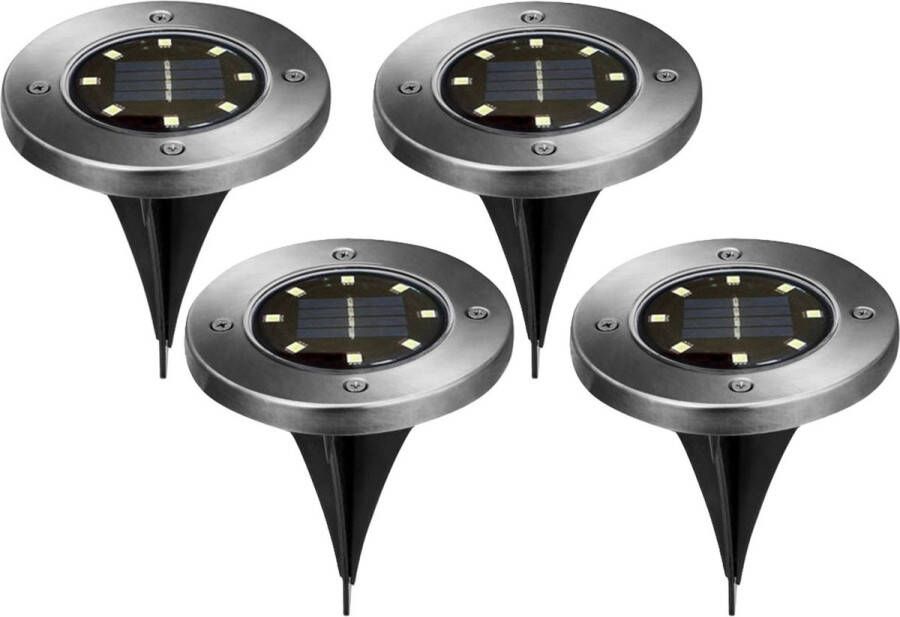CEPEWA Buiten lampje prik spot 4x solar verlichting tuinpad plant verlichting LED D12 cm tuin verlichting