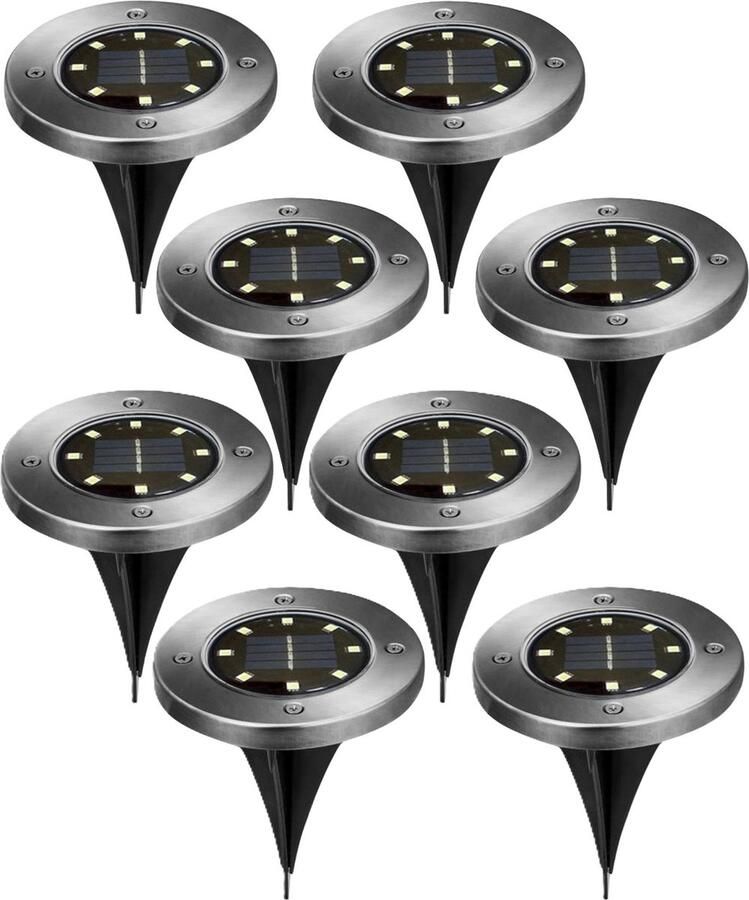 CEPEWA Buiten lampje prik spot 8x solar verlichting tuinpad plant verlichting LED D12 cm tuin verlichting