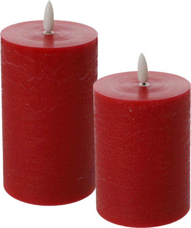 Cepewa LED kaarsen stompkaarsen set 2x rood H10 en H12 5 cm flikkerend licht timer LED kaarsen
