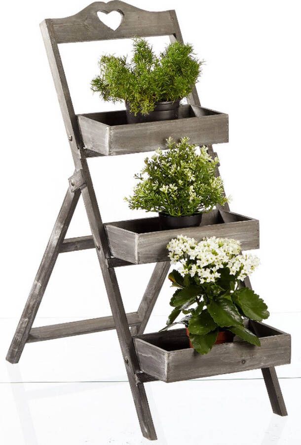 CEPEWA Plantenrek plantentafel hout 3 etages opvouwbaar 65 x 32 x 80 cm
