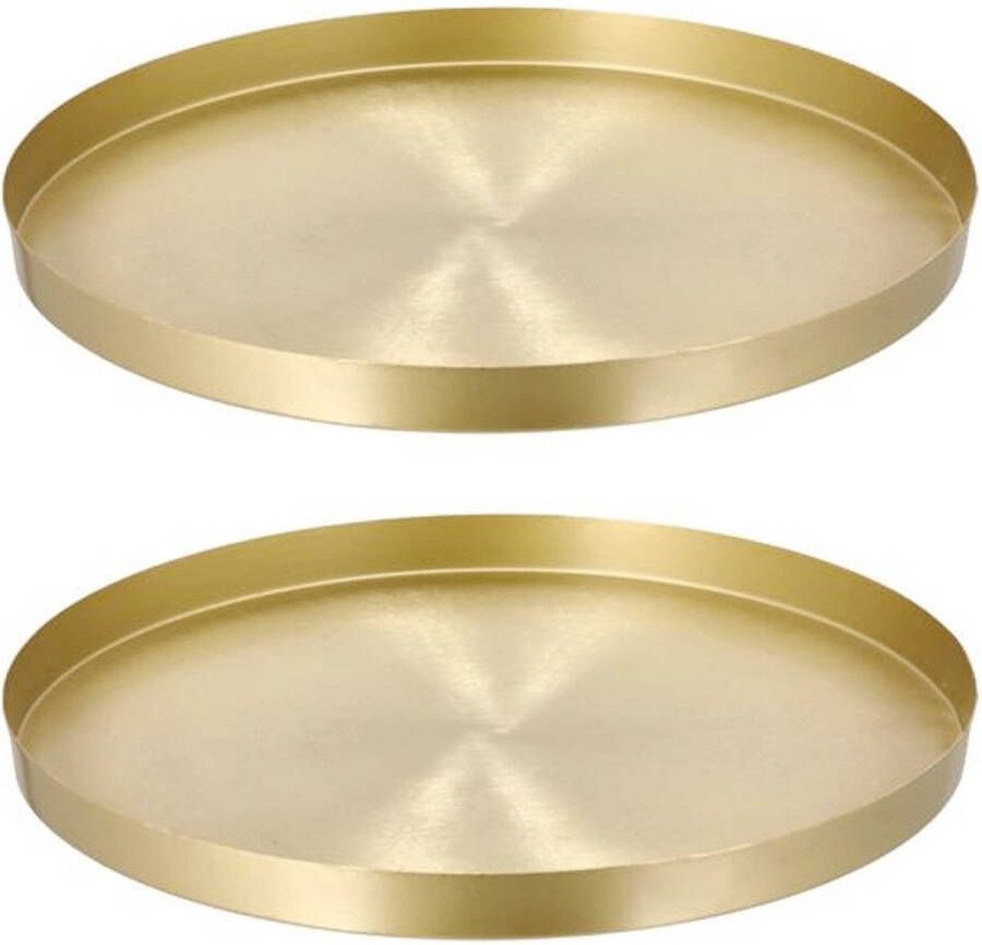 CEPEWA Set van 2x stuks rond kaarsenbord kaarsenplateau mat goud metaal 30 cm Onderborden voor kaarsen op tafel