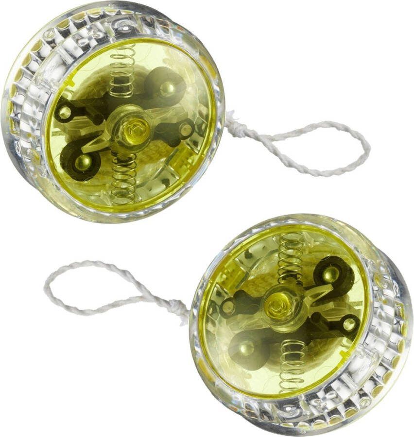 CEPEWA Speelgoed Jojo met LED licht 2x voor kinderen en volwassenen geel kunststof
