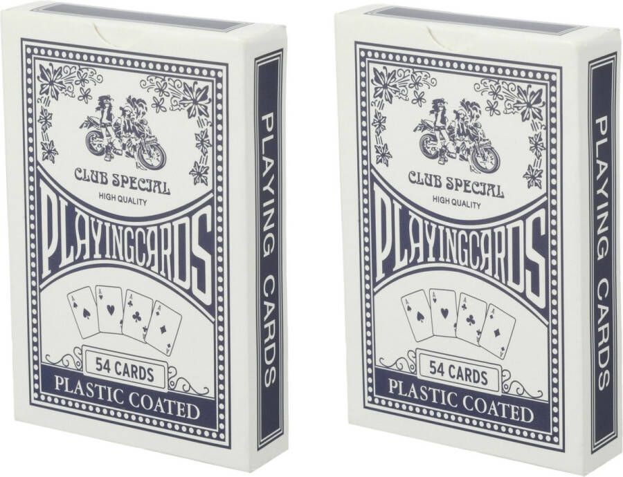 CEPEWA Speelkaarten blauw 4x pakje 54 stuks kaartspel Poker bridge 6.5 x 9 cm