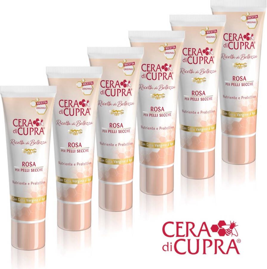 Cera Di Cupra 6 Stuks Rosa Crème Dé verzorgende anti-age dagcrème met echte bijenwas voor de droge en normale huid. Ook geschikt voor mannen bijvoorbeeld voor na het scheren