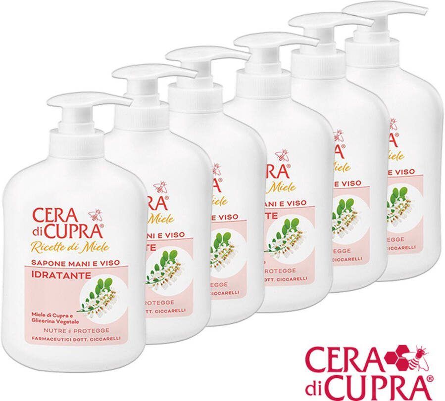 Cera Di Cupra NIEUW! Sapone Mani e Viso Idratante 6 flessen € 4 99 per stuk heerlijk vloeibare zeep voor je handen gezicht en lichaam met pure Cupra honing gecombineerd met de hydraterende plantaardige glycerine