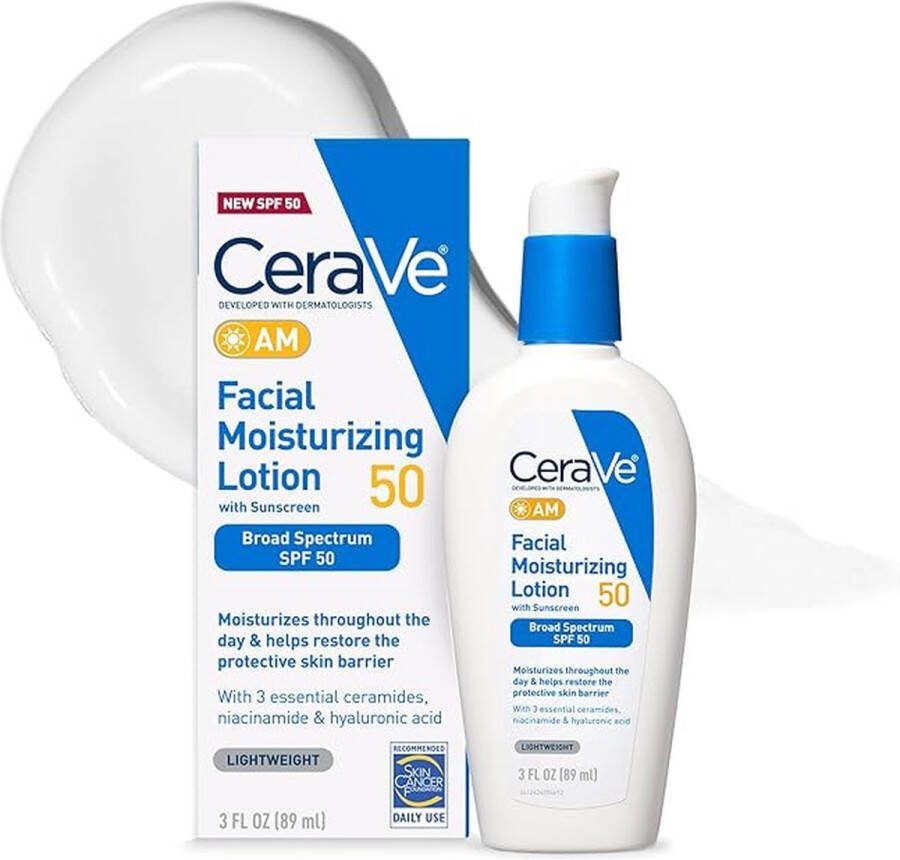 CeraVe AM Facial Moisturizing Lotion SPF 50 Hyaluronzuur Niacinamide & Ceramiden 89ml