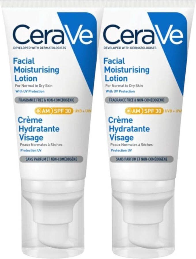 CeraVe AM Facial Moisturizing Lotion SPF30 52ml Hydraterende dagcrème Duo Pack