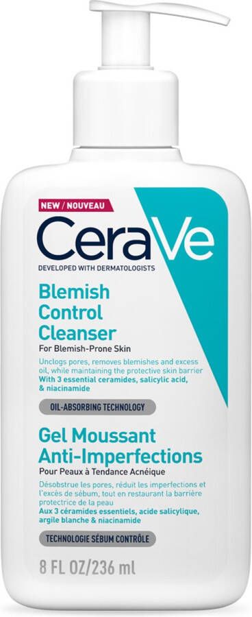 CeraVe Blemish Control Cleanser Reinigingsgel vette huid met neiging tot acne 236ml Anti-Onzuiverheden Reinigingsgel