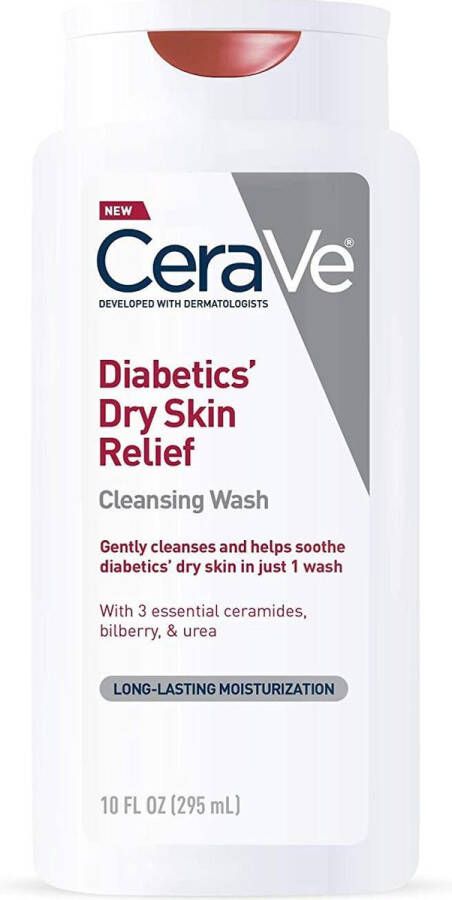 CeraVe Body Wash voor de droge huid van Diabetes Diabeteszorg met ureum voor hydratatie en blauwe bosbes als bron van antioxidanten Geur- en parabenenvrij