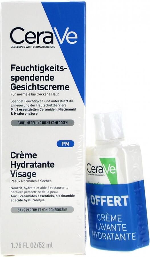 CeraVe Hydraterende Gezichtscrème 52 ml + Gratis Hydraterende Crèmespoeling 20 ml