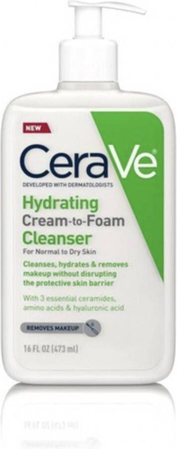CeraVe Cream-to-foam Cleanser Reinigingsgel normale tot vette huid 473 ml