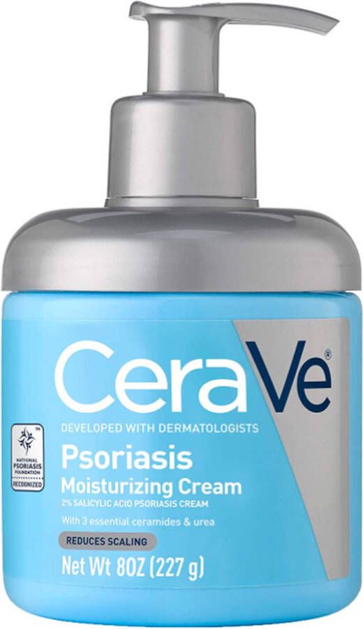 CeraVe Hydraterende Crème voor Psoriasis Behandeling Met salicylzuur voor een droge huid Jeukverlichting en hydratatie Geurvrij 227g