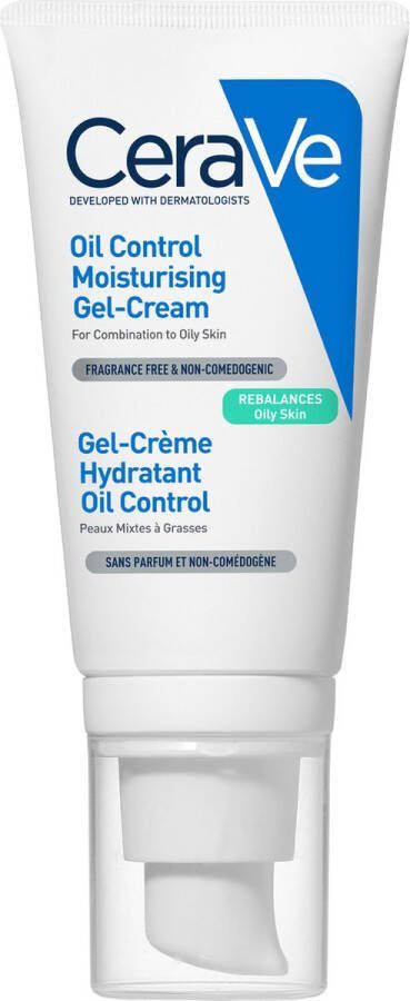 CeraVe Hydraterende Oil Control Gel-Crème Gemengde tot Vette Huid Met 3 Essentiële Ceramiden Niacinamide en Hyaluronzuur 52ml
