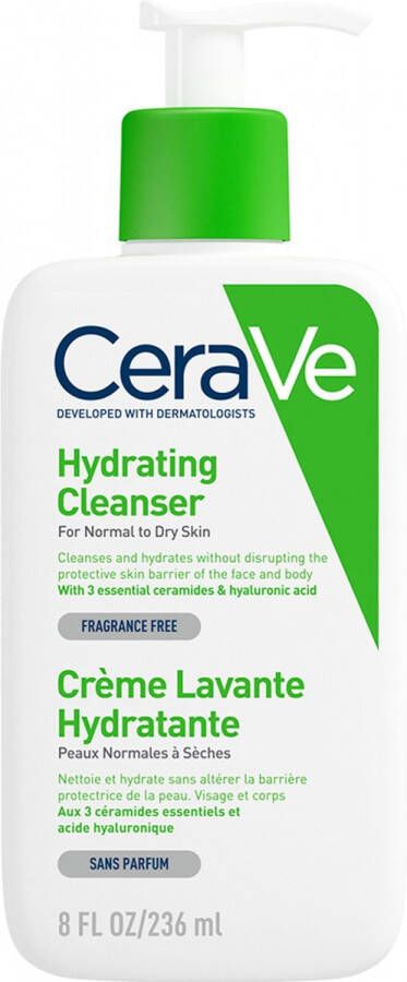 CeraVe Hydrating Cleanser Reinigingscreme normale tot droge huid 236ml Hydraterende Reinigingscrème