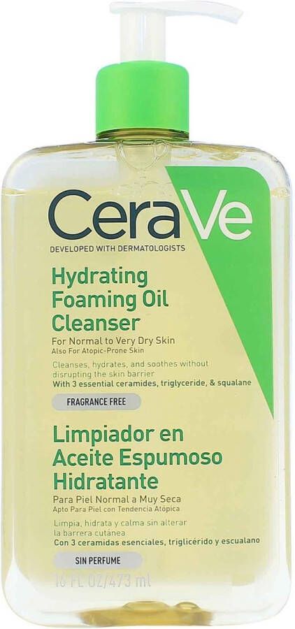 CeraVe Hydrating Foaming Oil Cleanser Reinigingsolie normale tot (zeer) droge huid 473ml Hydraterende Schuimende Reinigingsolie