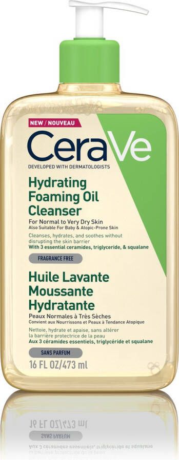 CeraVe Hydrating Foaming Oil Cleanser Reinigingsolie normale tot (zeer) droge huid 473ml Hydraterende Schuimende Reinigingsolie