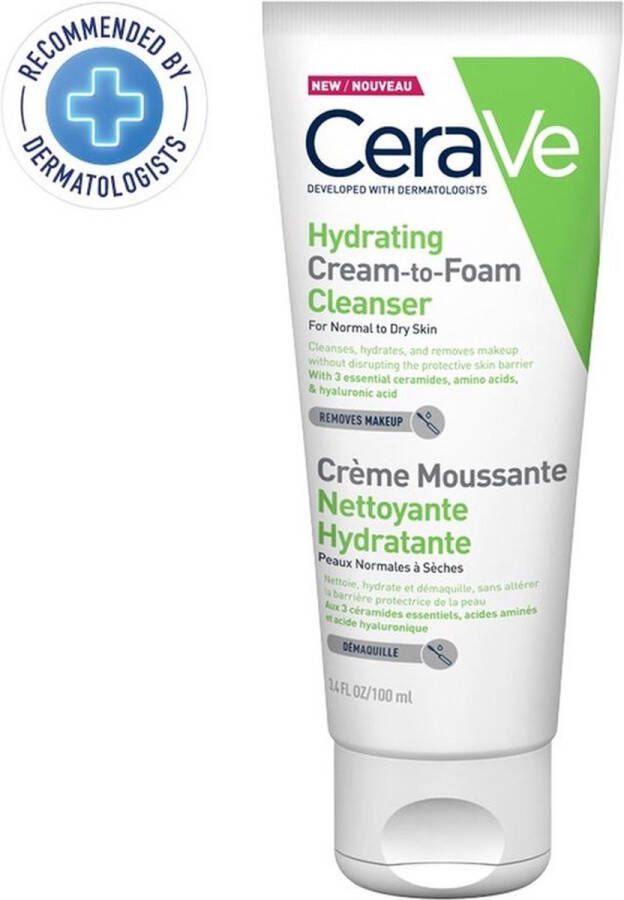 CeraVe Hydrating Cream-to-foam Cleanser For Normal To Dry Skin 100ml