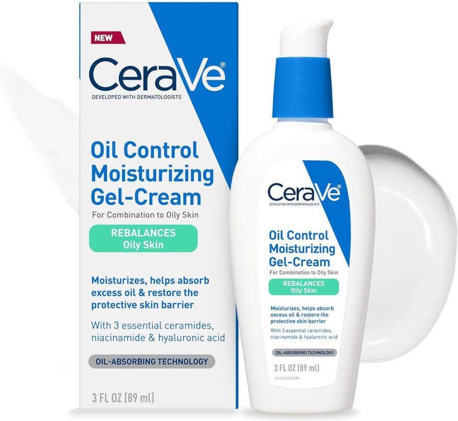 CeraVe Oil Control Moisturizing Gel-Cream Face Moisturizer for Oily Skin Niacinamide Hyaluronic Acid 89ml