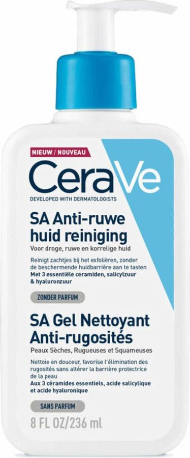 CeraVe SA Smoothing Cleanser Reinigingsgel droge tot ruwe huid 236 ml SA Anti-Ruwe Huid Reiniger