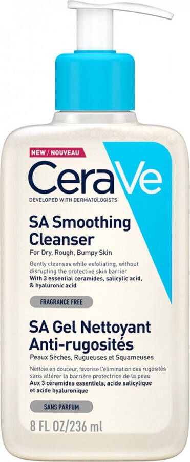 CeraVe SA Smoothing Cleanser Reinigingsgel droge tot ruwe huid 236 ml SA Anti-Ruwe Huid Reiniger