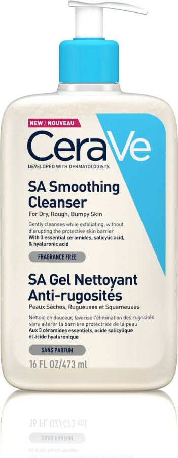 CeraVe SA Smoothing Cleanser Reinigingsgel droge tot ruwe huid 473 ml SA Anti-Ruwe Huid Reiniger