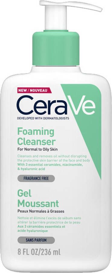 CeraVe Foaming Cleanser Reinigingsgel normale tot vette huid 236ml Schuimende Reinigingsgel