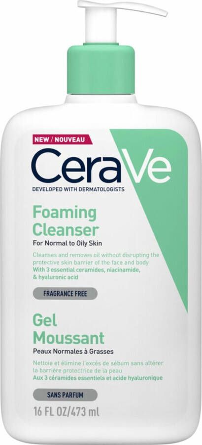 CeraVe Foaming Cleanser Reinigingsgel normale tot vette huid 473ml Schuimende reinigingsgel