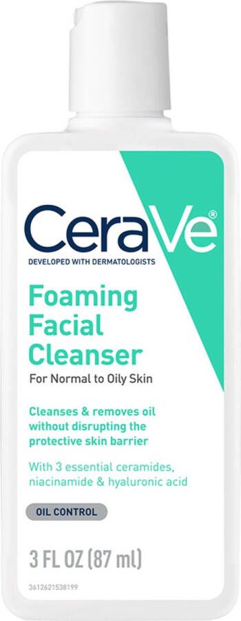 CeraVe Travel Foaming Facial Cleanser Daily Face Wash for Normal to Oily Skin 87ml