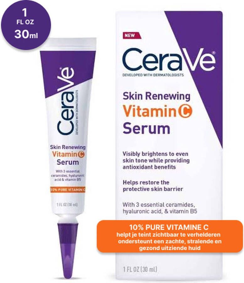 CeraVe Vitamin C Serum met 10% pure vitamine C hyaluronzuur en ceramiden Cereve serum Vitamin c vitamine c serum huidverzorging hydratatie en bescherming skincare skin renewing skintone
