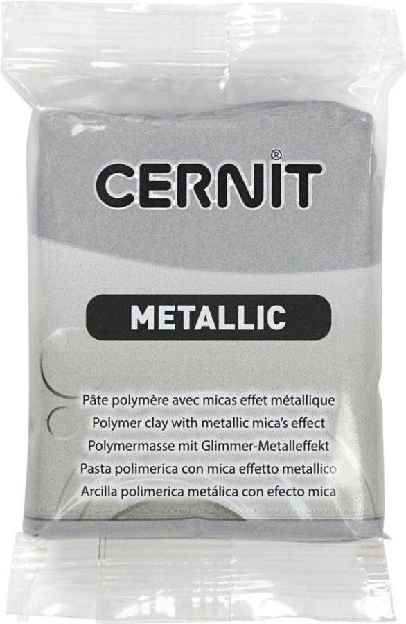 Cernit Boetseerklei Afbak Klei Porseleinlook Zilver Metallic (080) 56 gram 1 stuk