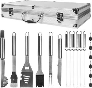 Ceruzo BBQ gereedschapset- rvs-barbecue accessoires -19delig -met koffer